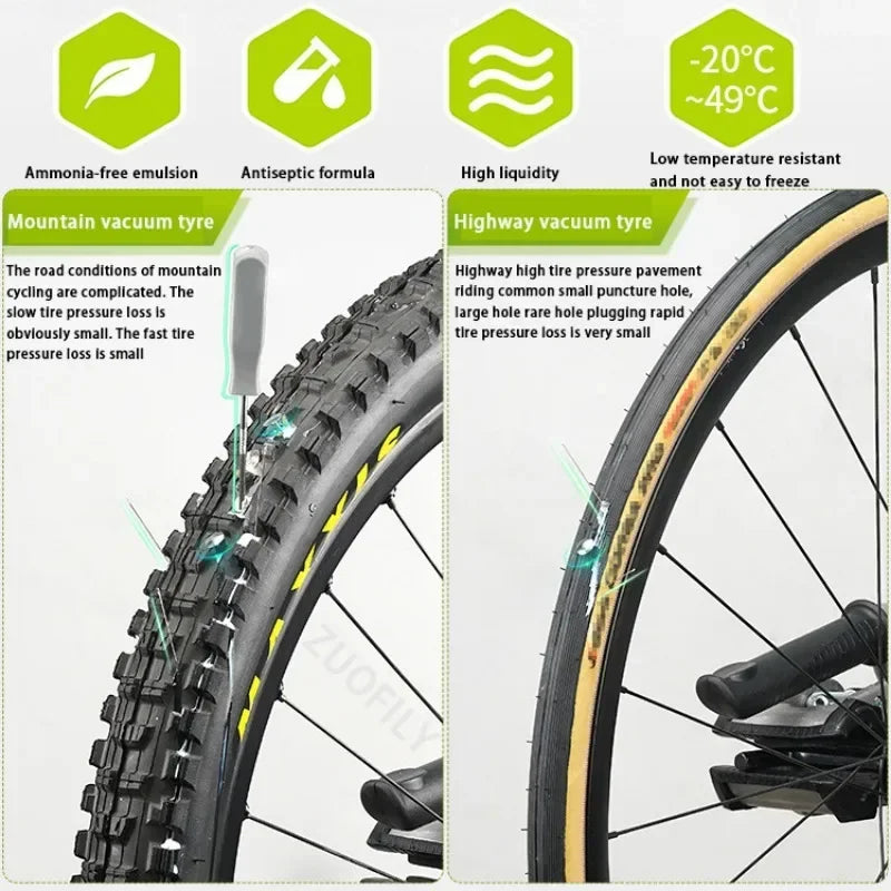 120 ml Płyn Uszczelniający do Opon Bez Dętek Rowerowych MTB Szosowych Zestawy Naprawcze do Opon Płynny Klej do Naprawy Przebić Akcesoria Rowerowe