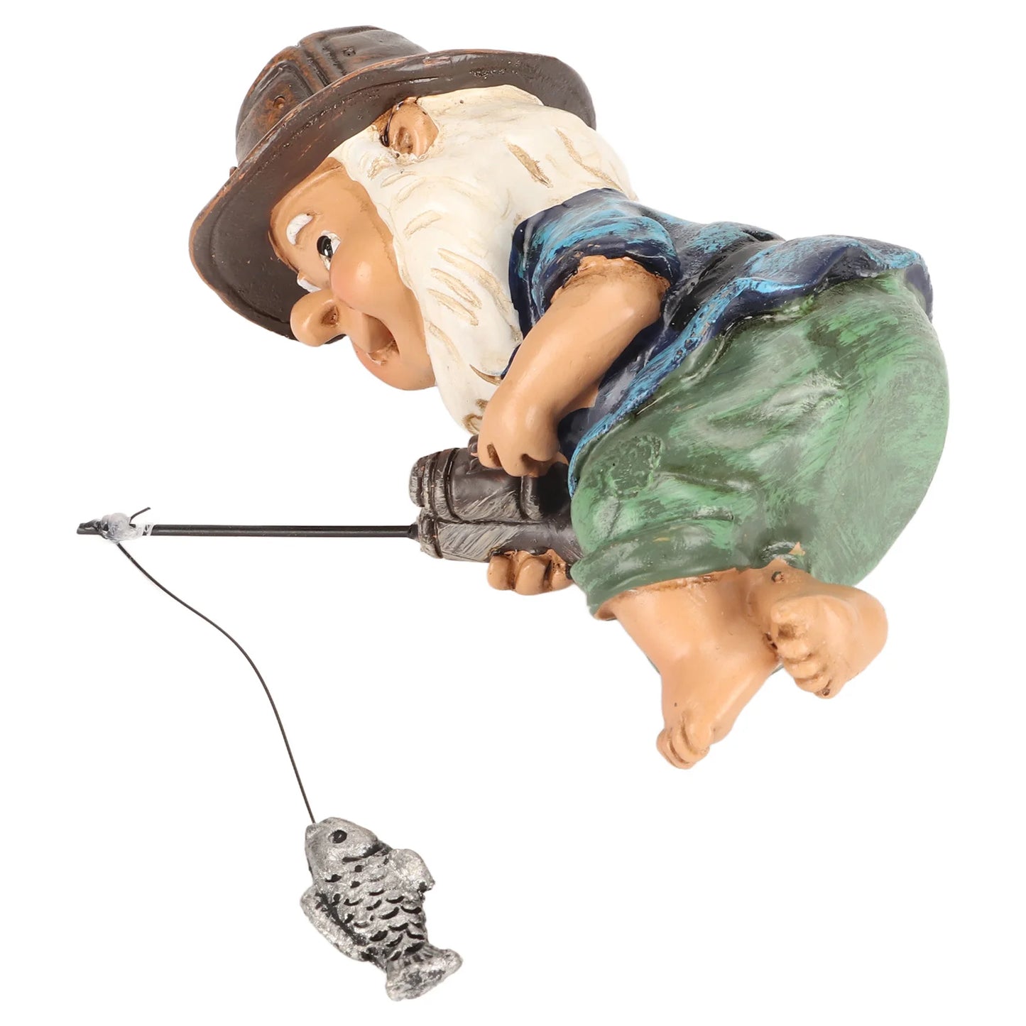 Fishing Gnome Sitter Funny UV Resistant Resin Decorative Outdoor Garden Lawn Gnome for Yard Garden Decoration
