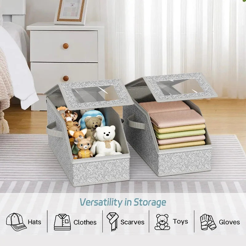 Multifunctional Large Capacity Foldable Baseball Cap Storage Box With Lid Dustproof Hat Organizer Container For Home Closet