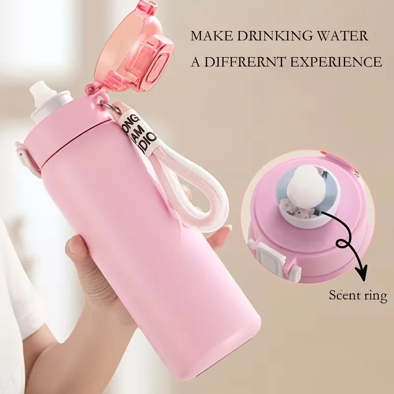 LUSQI 304 Stainless Steel Vacuum Insulated Water Bottle With 7 Flavor Pods 600/800ml Portable Thermos Outdoor Sports Water Cup
