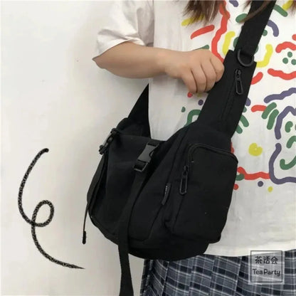 Canvas Crossbody Bags for Women Youth Men Fashion Casual Large Capacity Handbags Shoulder Bags Solid Color Ladies Messenger Bag