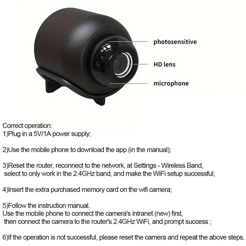 1080P HD Mini WiFi Camera Indoor Safety Security Surveillance Baby Monitor Night Vision Camcorder IP Cam Audio Video Recorder