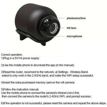 1080P HD Mini WiFi Camera Indoor Safety Security Surveillance Baby Monitor Night Vision Camcorder IP Cam Audio Video Recorder