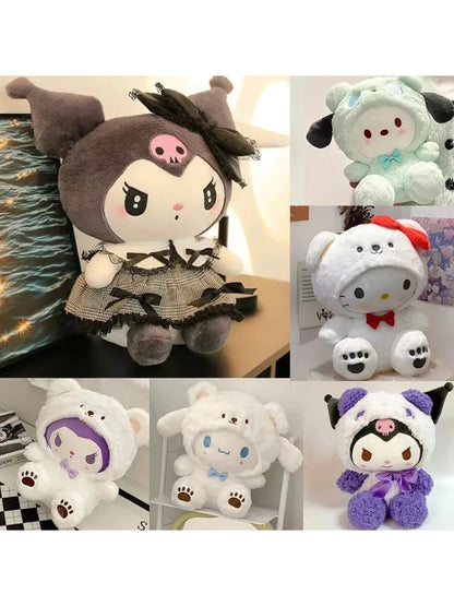 Sanrio Plush Cute Cinnamoroll hello kitty Kuromi My Melody Plush Toys Doll Pillow Anime Cartoon Kids Gifts Room Decoration Dolls