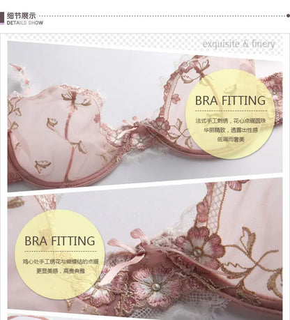 Ultra-thin steel band bra, fashionable plus-size lace lingerie set, transparent comfy bra set, soft material, S-XL all-day wear