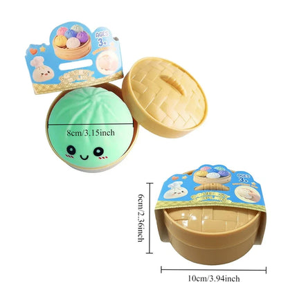 Squishy Dumpling Toy Crystal Steamer Bun Food Shape Squeeze Stress Relief Fidget Toy Desktop Ornament Gift