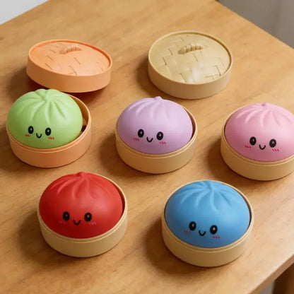 Dumpling Pressure Dumpling Squishies Cute Colorful Bun Toy Slow Rising Stress Relief Fidget Toy for Kids Adults Anti-Anxiety Gif