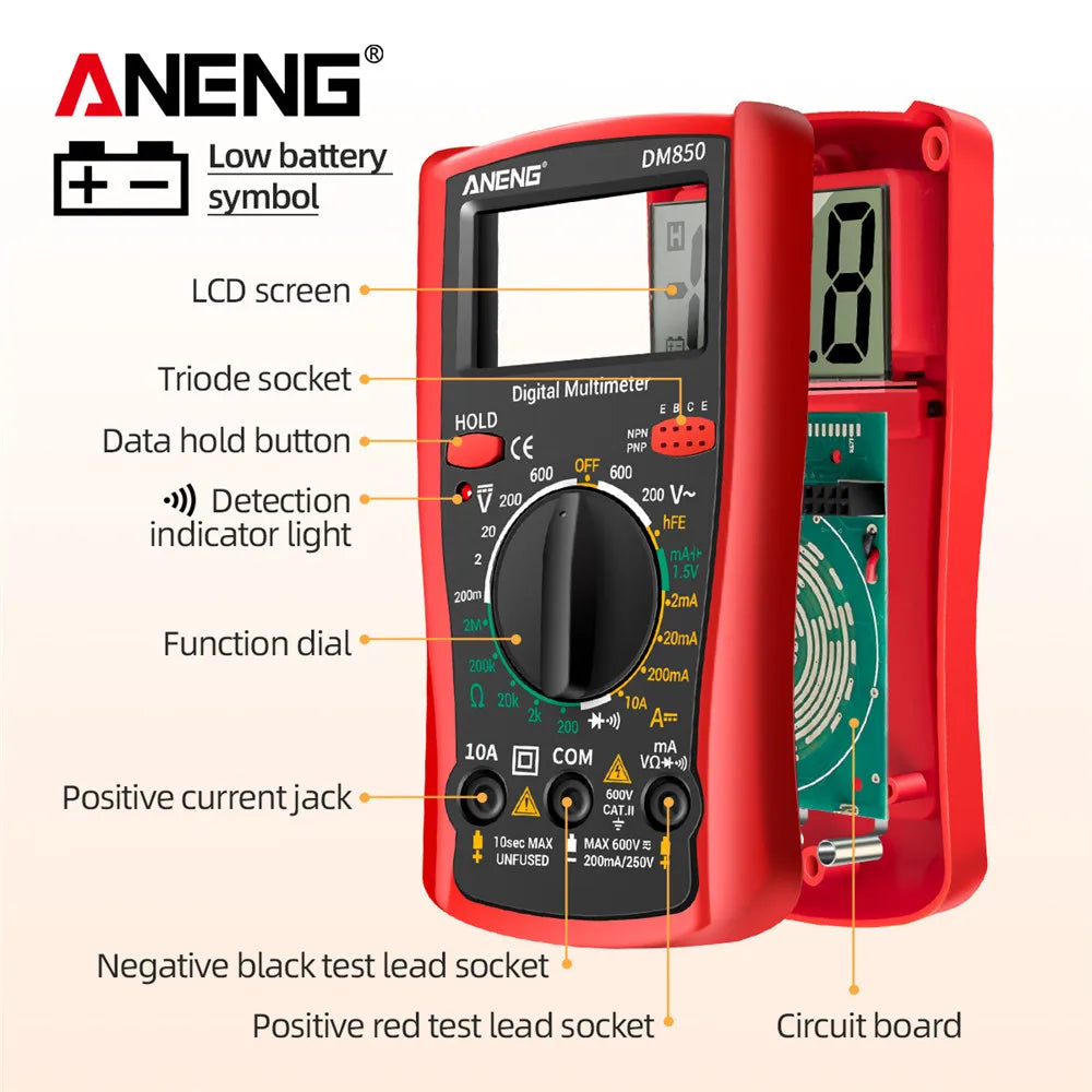 ANENG DM850 Automatic Digital Multimeter Professional Multimetro AC/DC Votage Tester 1999 Counts Ohm Ammeter Car Electric Tools