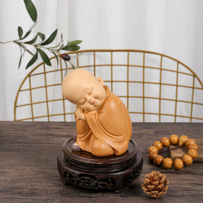 Mini Little Monk Statue Resin Monk Figurine Cute Buddha Monk Statue Decoration Home Living Room Desktop Ornament Children's Gift