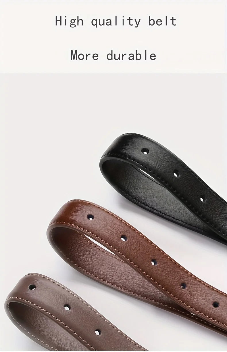 Women Gold Pin Buckle Jeans Black Belt Luxury Vintage Female Skinny Waistband