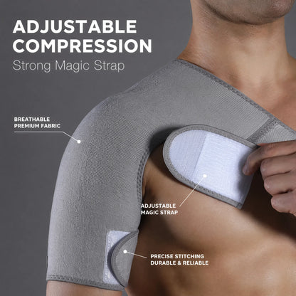 VBOSI Adjustable Compression Shoulder Support Brace Breathable Sports Shoulder Wrap for Men Women Gym Basketball Pain Relief Inj