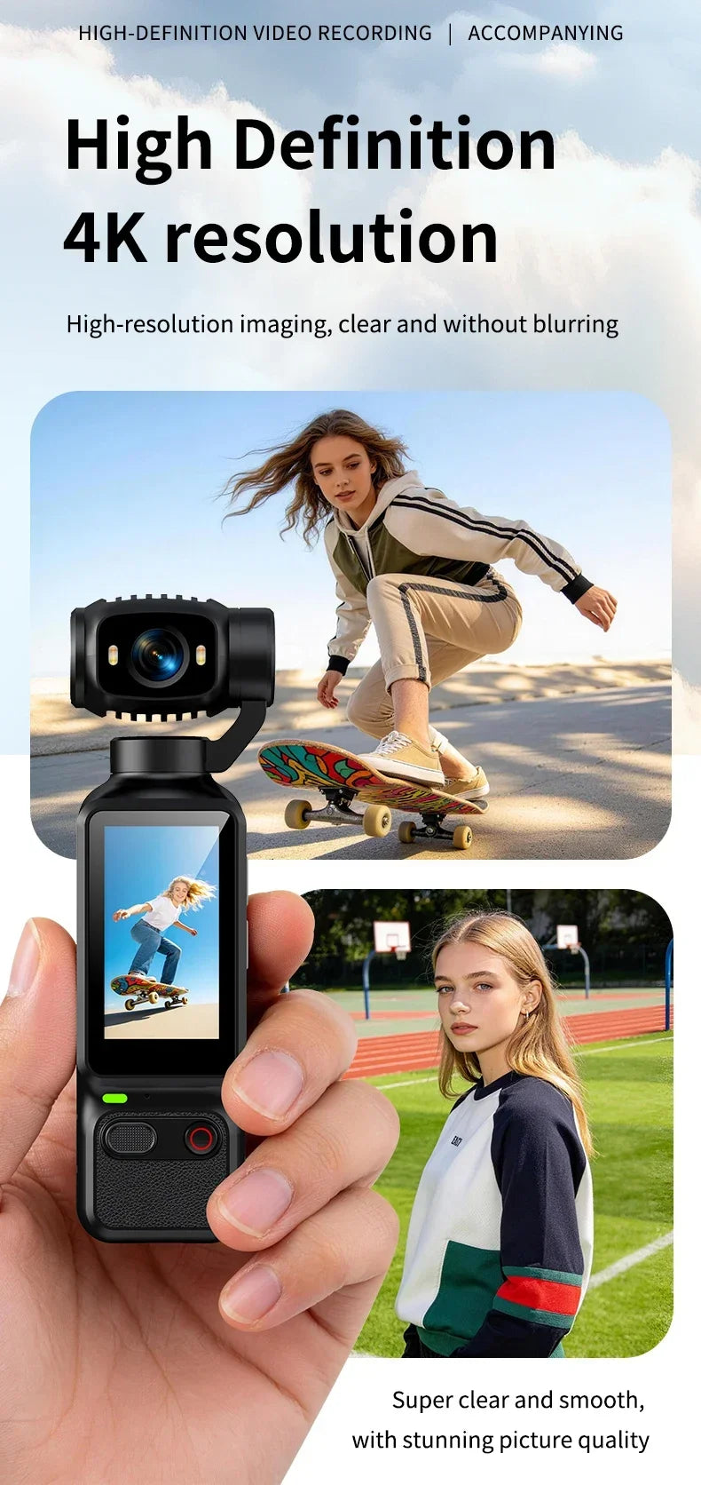 HD 4K Action Camera 180 Degree Rotatable For Vlog YouTube Tiktok Girls Record Life Video Recording Entry Portable Action Camera