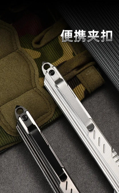 M390 Steel Feather Pattern Folding Knife Outdoor Camping Pocket Knife Portable Fruit Knife High Hardness Folding Knife