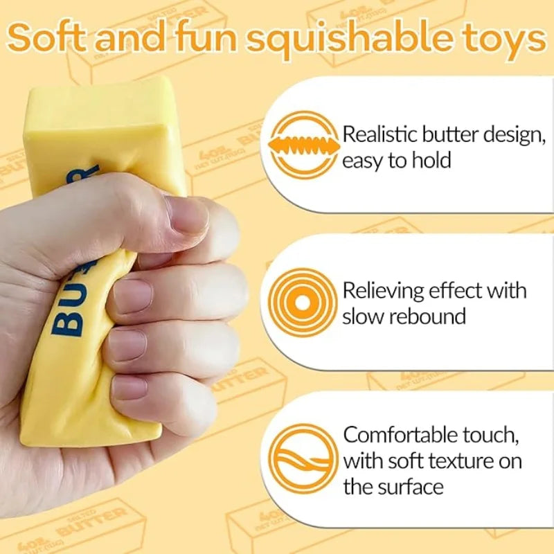 Soft Silicone Food Squishy Toy Butter Chocolate Block Slow Rebound Squeeze Toy Anxiety Relief Sensory Fidget Toy for Adults Gift