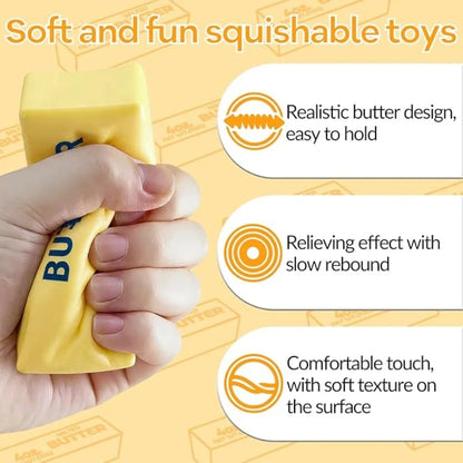 Soft Silicone Food Squishy Toy Butter Chocolate Block Slow Rebound Squeeze Toy Anxiety Relief Sensory Fidget Toy for Adults Gift