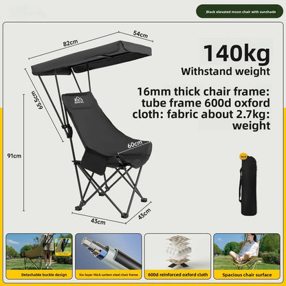 Factory Outdoor Umbrella Folding Chair High Back Moon Chair Sunshade With Canopy Portable Fishing Camping Beach Chair