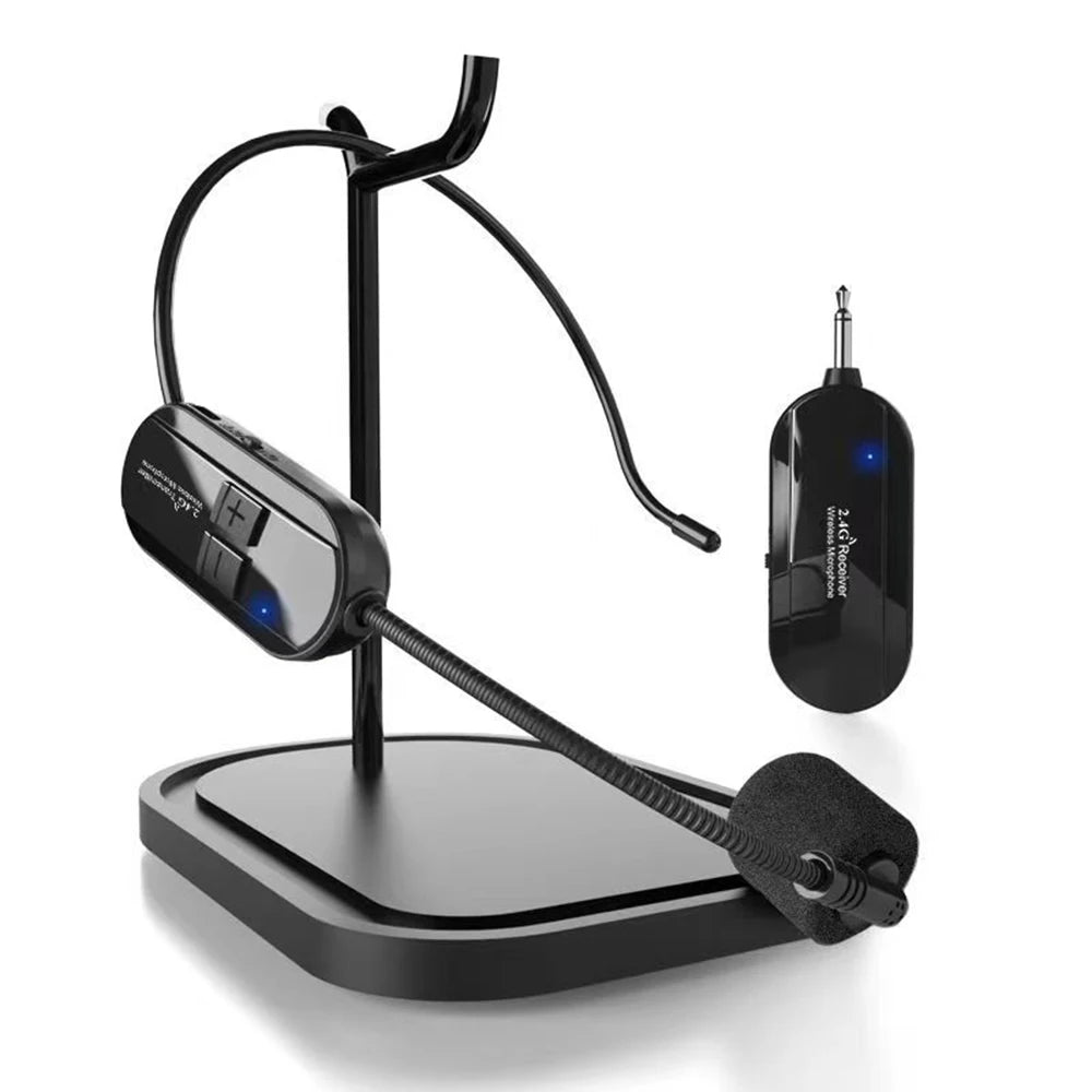 Wireless Headset Microphone Kit 2.4G with Transmitter And Receiver for Voice Amplifier Speaker Suitable for Teaching Stage Guide