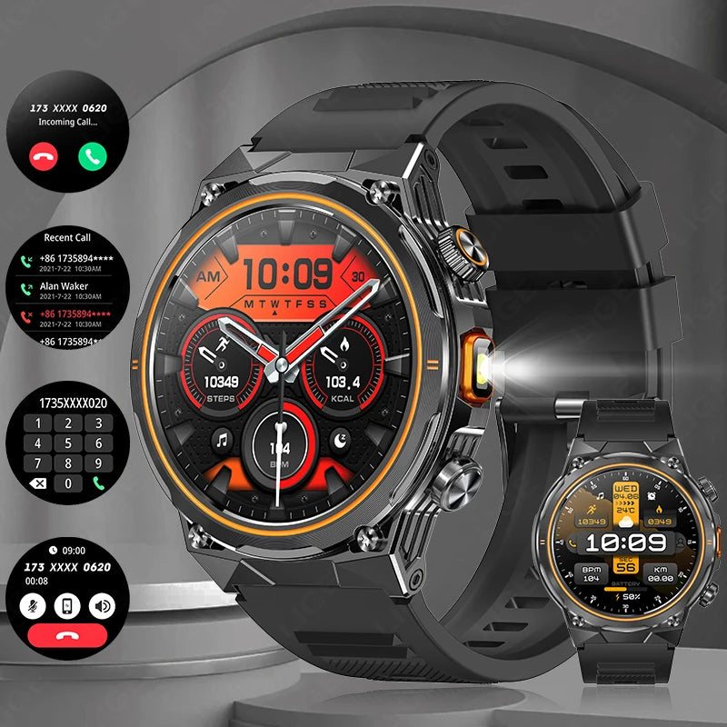 LIGE 2026 Nowy Zewnętrzny Wojskowy Zegarek Smartwatch z Baterią 400 mAh, Wodoodporność 5ATM, Latarka, Monitor Tętna, Tracker Sportowy dla Mężczyzn