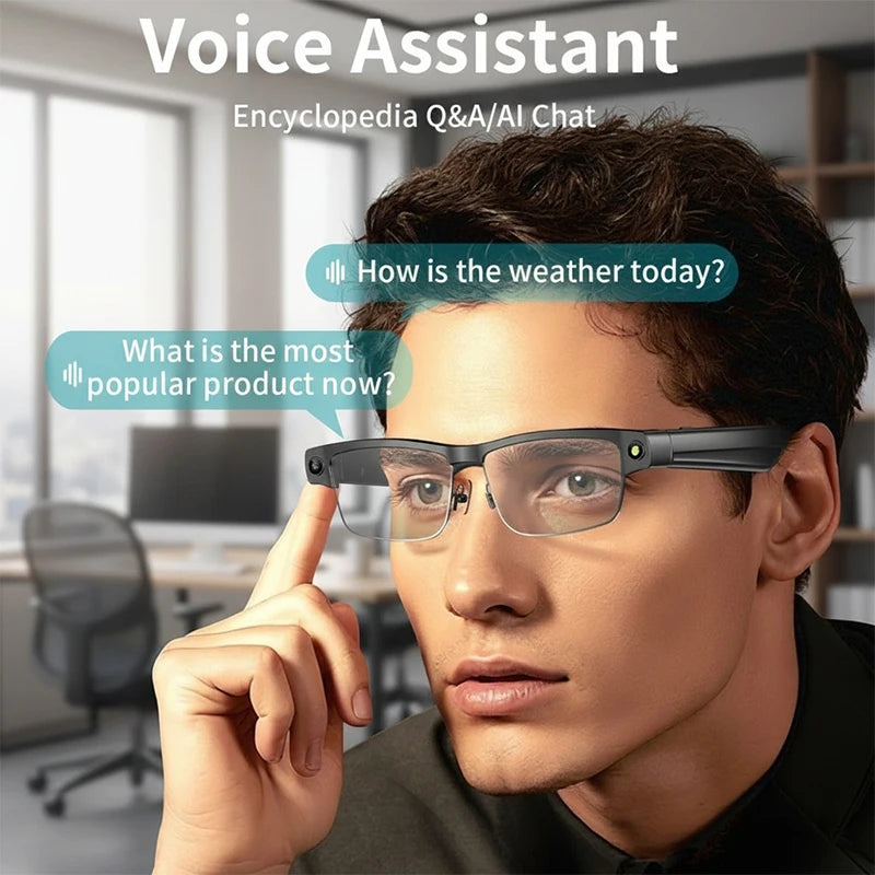 Okulary AI Smart Camera HD Tłumaczenie w Czasie Rzeczywistym Bezprzewodowe Bluetooth Połączenia Dotykowe Sportowe dla Mężczyzn Muzyczne Okulary z Tłumaczem Języka