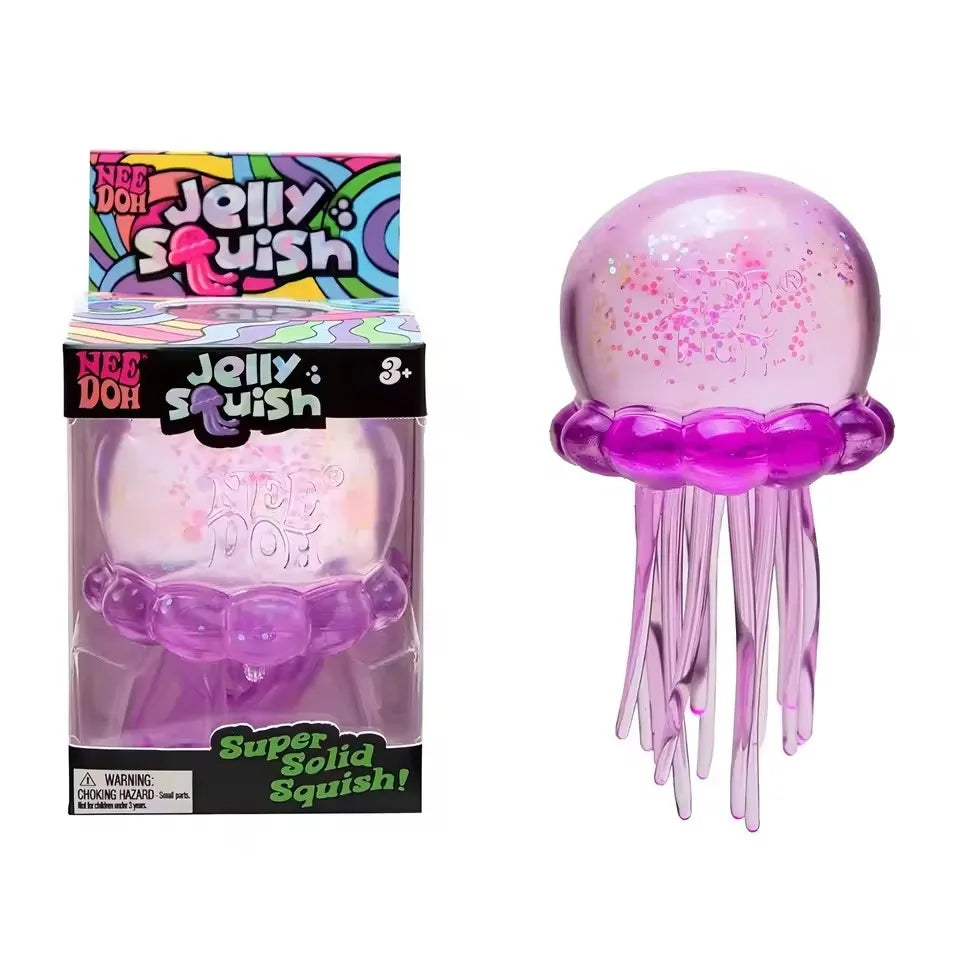 Glitter Octopus Squishy Toy Soft Stress Relief Fidget Toy Squeeze Jellyfish Squishy Compression Decompression Toy for Kid Adults