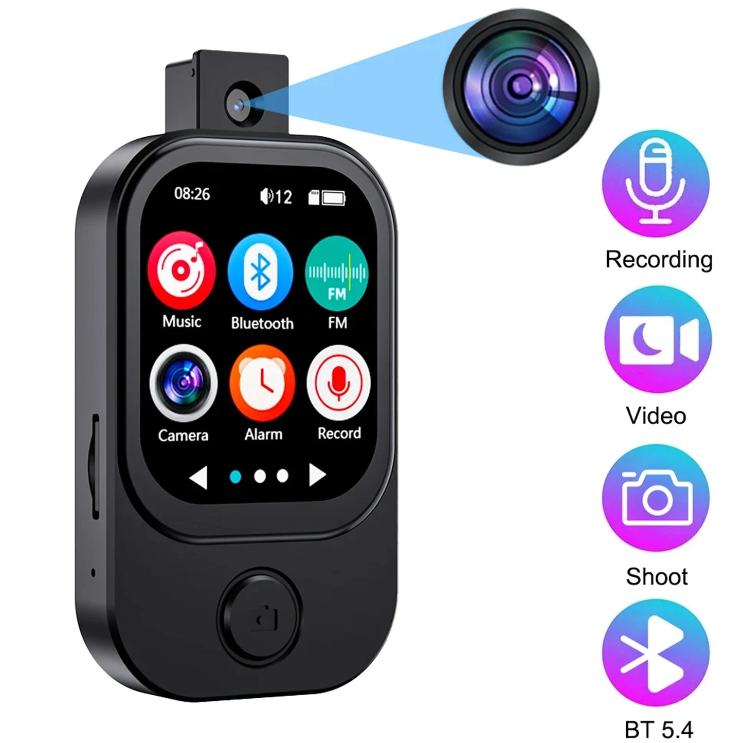 MP3 Player HiFi 2026 New Bluetooth 5.3 Sports Sound Music Walkman with Camera for Photos Built-in FM Radio Voice Recorder