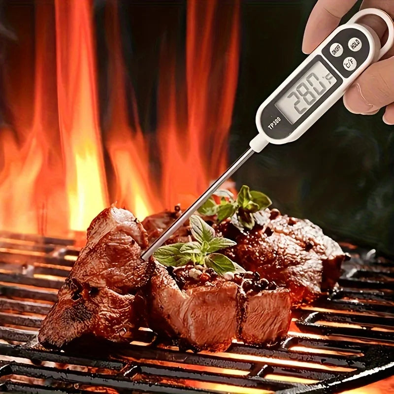 1pc Stainless steel probe cooking food, barbecue stove, water, milk, oil, liquid meat, digital kitchen thermometer