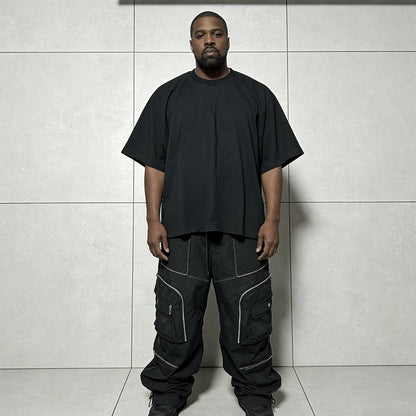 Yao Fashion HipHop Street Style Loose Baggy Casual Solid Color Unisex Tops Tanks Kanye West High Quality1:1 T Shirt For Men
