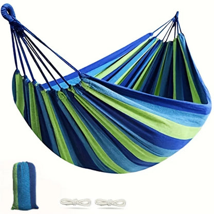 1-2 Person Cotton Rainbow Hanging Bed Capacity Stripe Hammock Swing Portable 260*80cm for Outdoor Indoor with Carry Bag