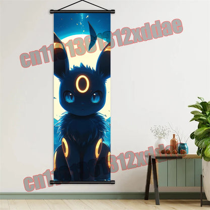 Pokemon Anime, Bulbasaur, Charizard, Eevee, Pikachu, Print Art White Canvas Scroll Painting Modern Room Decor Wall Art Painting