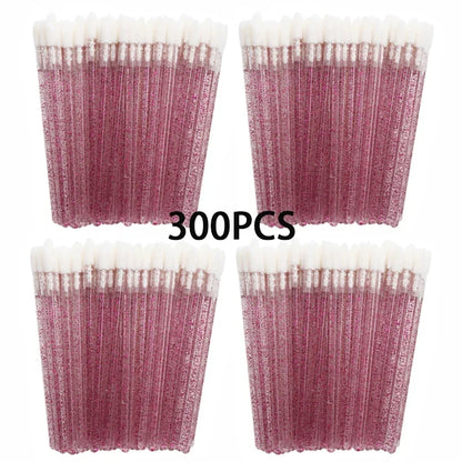 300/500PCS Crystal Lip Brushes Set Wholesale Lipstick Gloss Wands Applicators For Eyelash Extension Makeup Brush Beauty Tool