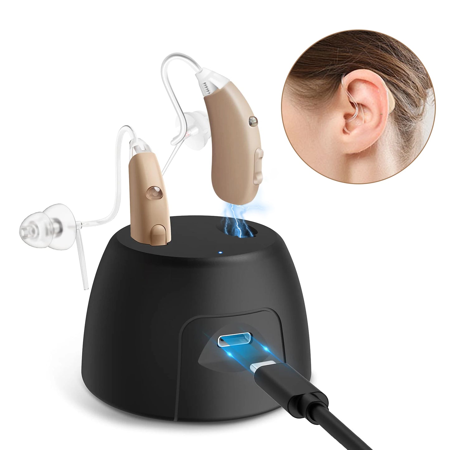 New Model 2023 Mini Rechargeable Hearing Aids RIC 8 channel Digital Hearing Aid Adjustable Sound Amplifier for Deaf Elderly