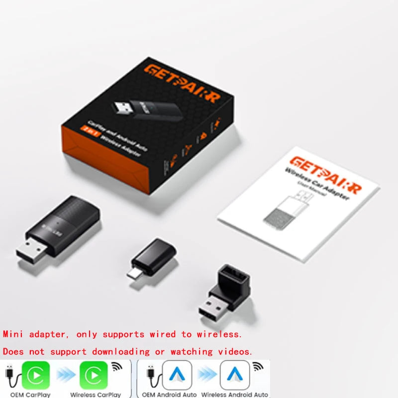 GetPairr P1 Android 13 AI Box 8GB 128GB Wireless CarPlay Android Auto Aadpter Youtube Video Box for Car with Wired Carplay