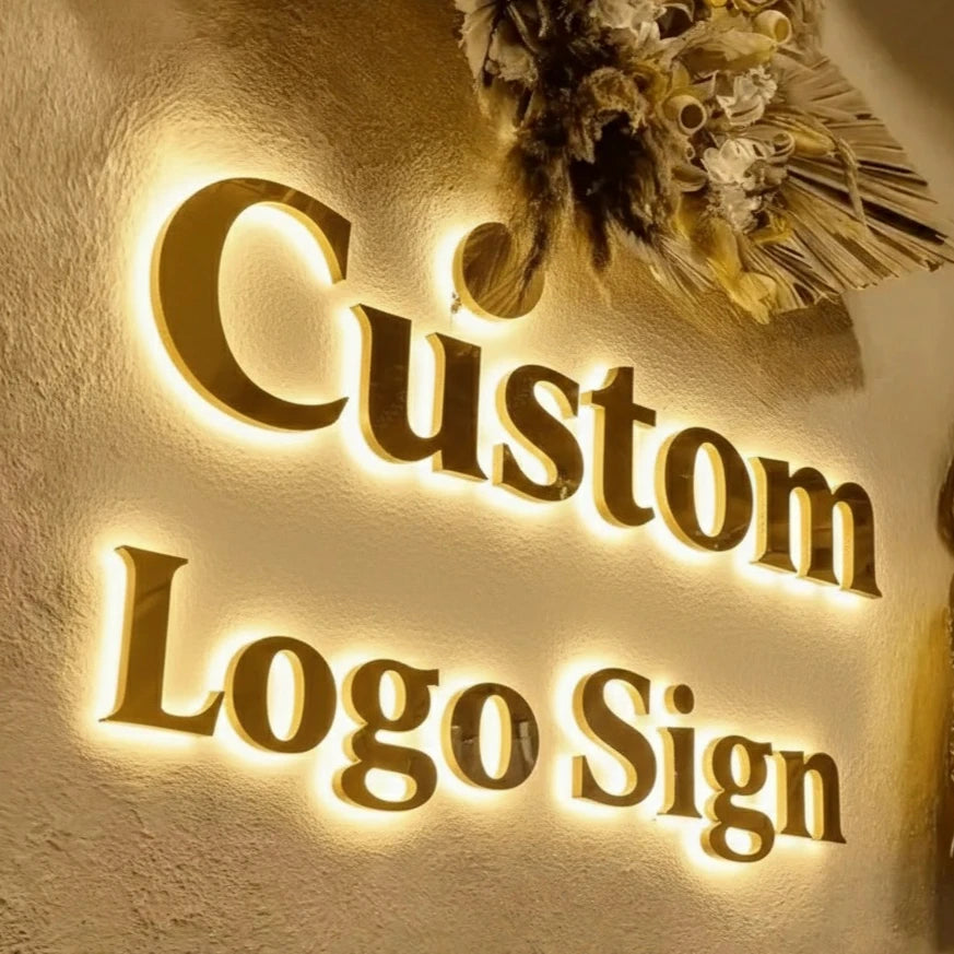 Custom 3D Metal Letter LED Illuminated Signage - Backlit Halo Front Lit Wall Logo for Indoor Outdoor Commercial Business Decor