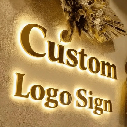 Custom 3D Metal Letter LED Illuminated Signage - Backlit Halo Front Lit Wall Logo for Indoor Outdoor Commercial Business Decor