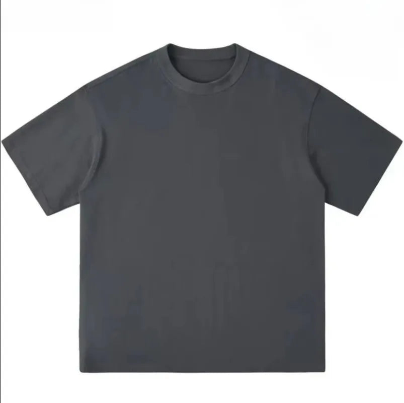 300g Thick Combed Cotton Round Neck T-shirt, Solid Color Loose Fit Simple and Casual Basic Style Suitable for Both Men and Women
