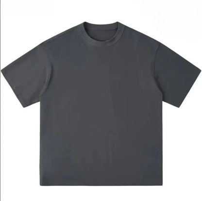 300g Thick Combed Cotton Round Neck T-shirt, Solid Color Loose Fit Simple and Casual Basic Style Suitable for Both Men and Women