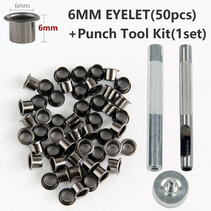 Eyelet Hole Punch Tool Kit  with 50 eyelets 6mm 7mm Gunmetal Finish for DIY Kydex Sheath Kydex Eyelet