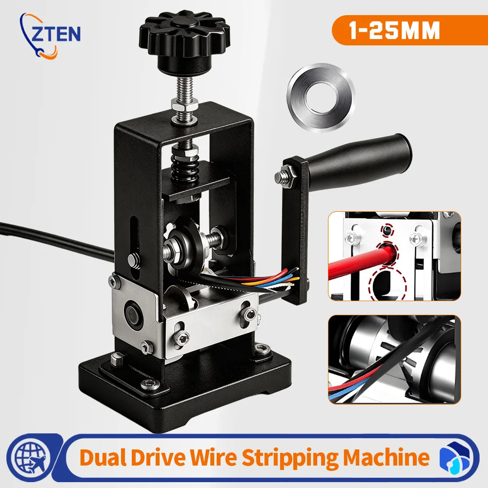 Manual Wire Stripping Machine 1-70mm² Portable Electric Drill Powered Hand Crank Wire Stripper Scrap Copper Cable Peeler Tool