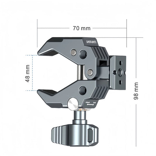 Camera Clamp Holder with NATO Mount, Heavy Duty Multifunctional Crab Claw Clip for DSLR Camera/Monitor/LED Light/Microphone