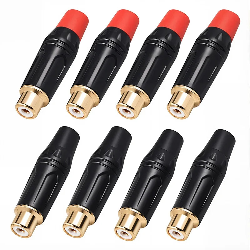2/4/8Pcs Gold RCA Plug Male Plug Female Jack RCA Socket Connector for Audio Speaker Coaxial Cable Adapter