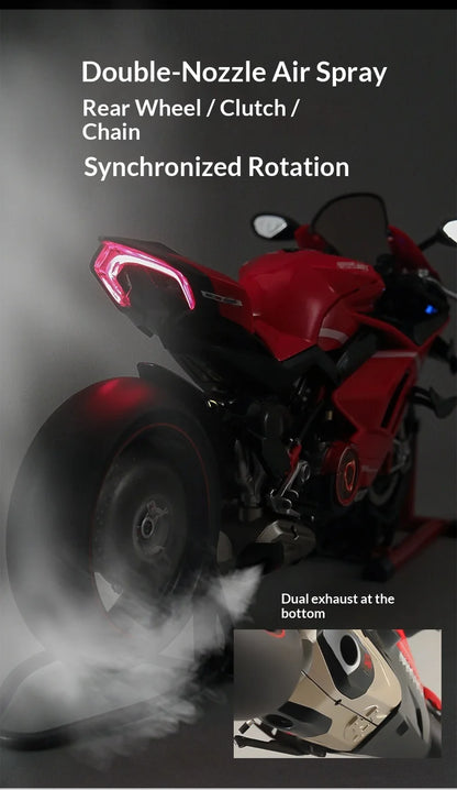 XLG 1:7 Ducati Panigale V4S Motorcycle Model - Alloy Die-Cast with Smoke Effect & Light/Sound Official Licensed Collector‘s Gift