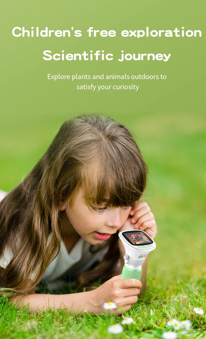 Kids Handheld Microscope with 2.4 Inch IPS HD Screen, 200X & 1000X Magnification, Photo/Video Recording, for Children Ages 6-12
