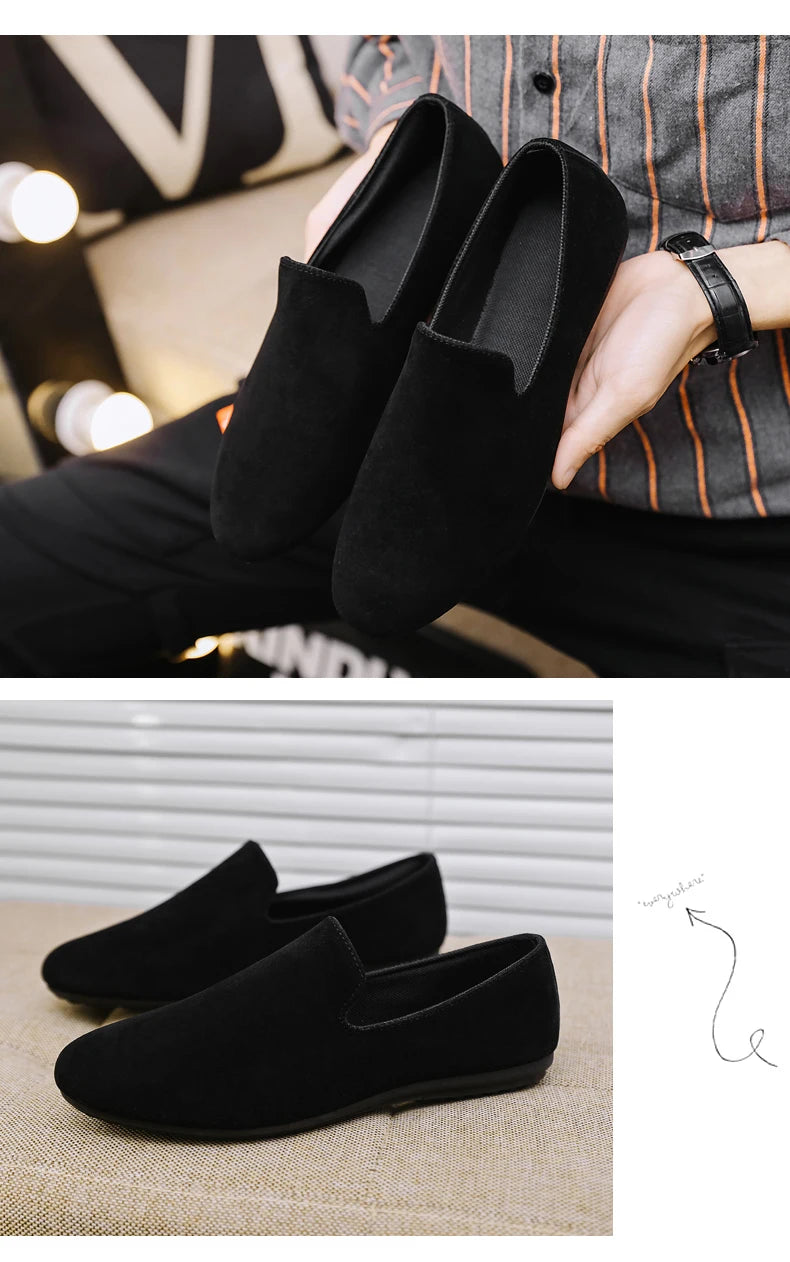 Hot Sale Black Loafers Men Summer Flat Shoes Comfortable Lightweight Men's Casual Shoes Non-slip Slip-on Shoes Man Lazy Shoes