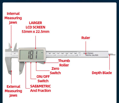 Plastic Caliper Pachometer Digital Caliper Electronic Ruler Vernier Digital Caliber Measuring Tool Digital Calibrator Micrometer