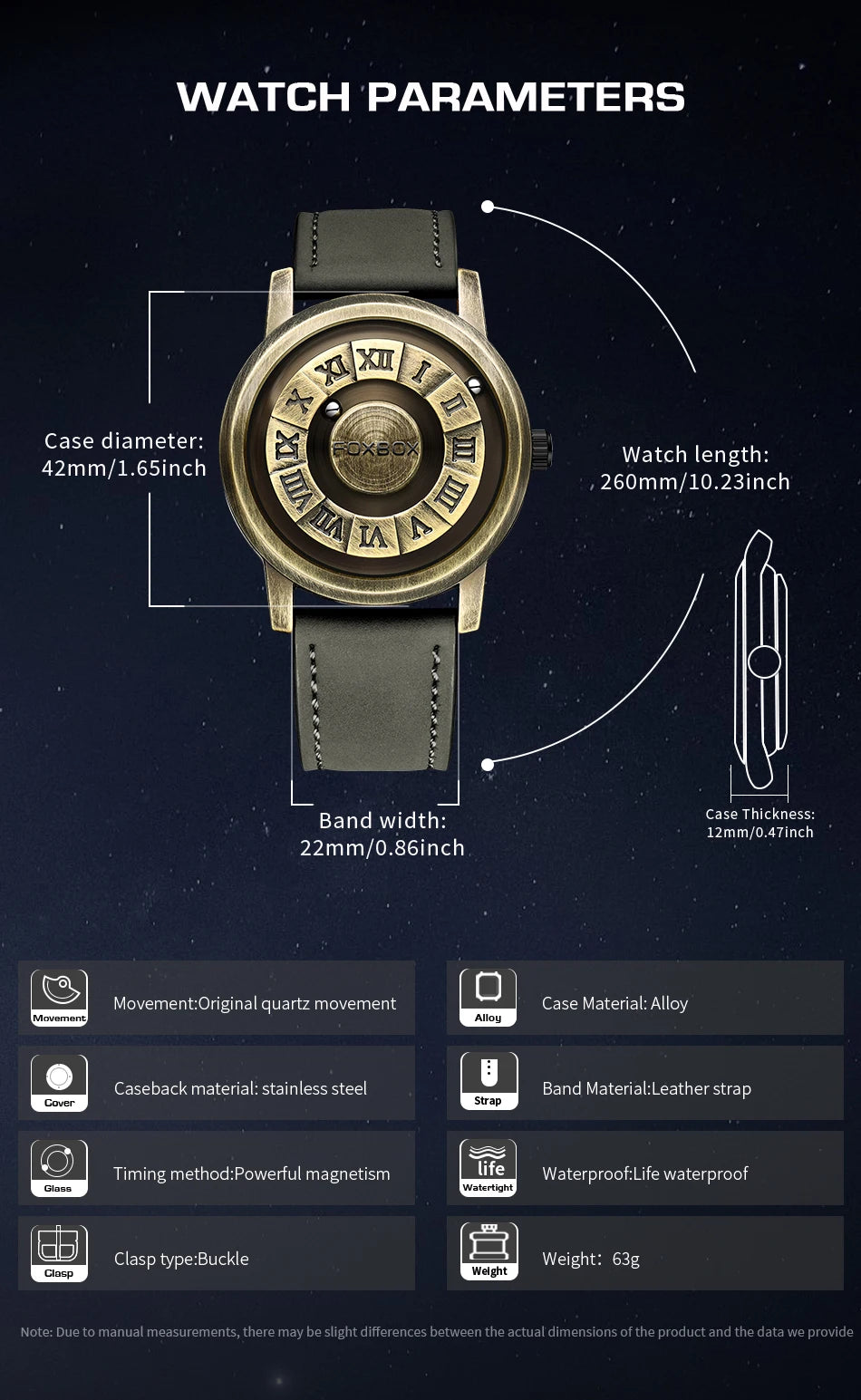 FOXBOX Fashion Leather Watch Men Creative Rolling Pointer Design Watch Men Casual Business Military Men's Quartz WristWatches