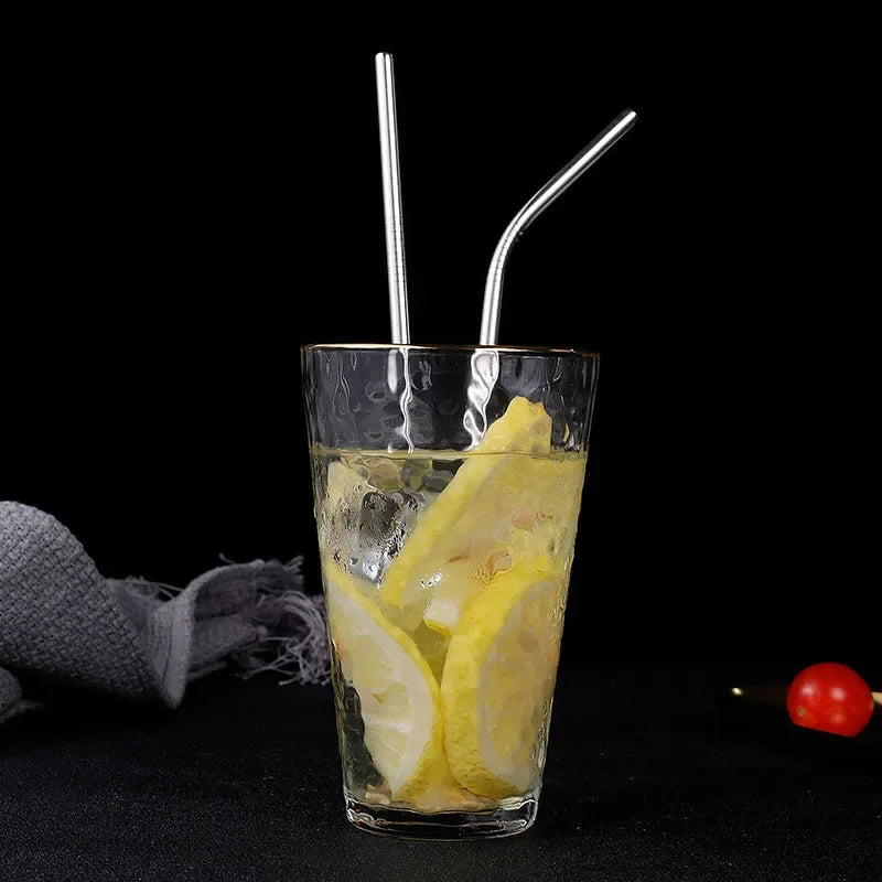 11Pcs Reusable Black Straw Set 304 Stainless Steel Straw Straight Bent Drinking Straw With Cleaning Brush Home Bar Accessory