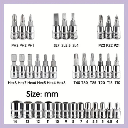 46Pc Auto Maintenance Vehicle-mounted Socket Repair Set Family Tools Factory Sale Auto Repair Combination Ratchet Wrench Toolbox