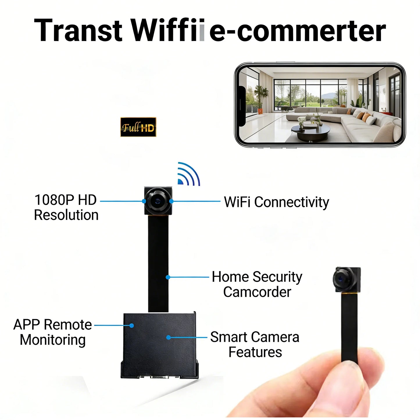Upgraded Version 4K HD Mini WiFi Camera Supports Remote Viewing Motion Detection Home Nanny Style DIY Camera Supports SD Card