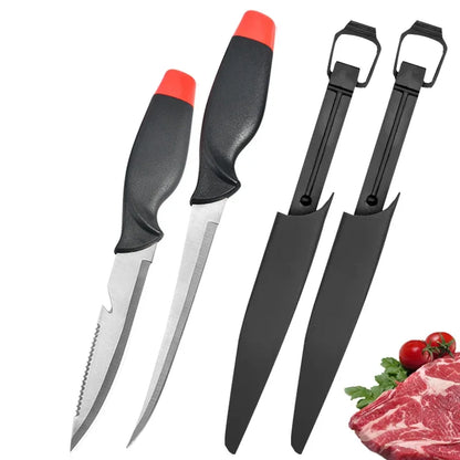 WXCOO Stainless Steel Fish Filleting Knife Sharp Butcher with Cover Multifunctional Fruit Meat Cutting Fish Boning Knives