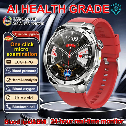 Smartwatch ECG High-End dla mężczyzn Ciśnienie krwi Lipidy Tlen we krwi Analiza ciała Kwas moczowy Monitor Zdrowia Smartwatch dla mężczyzn i kobiet